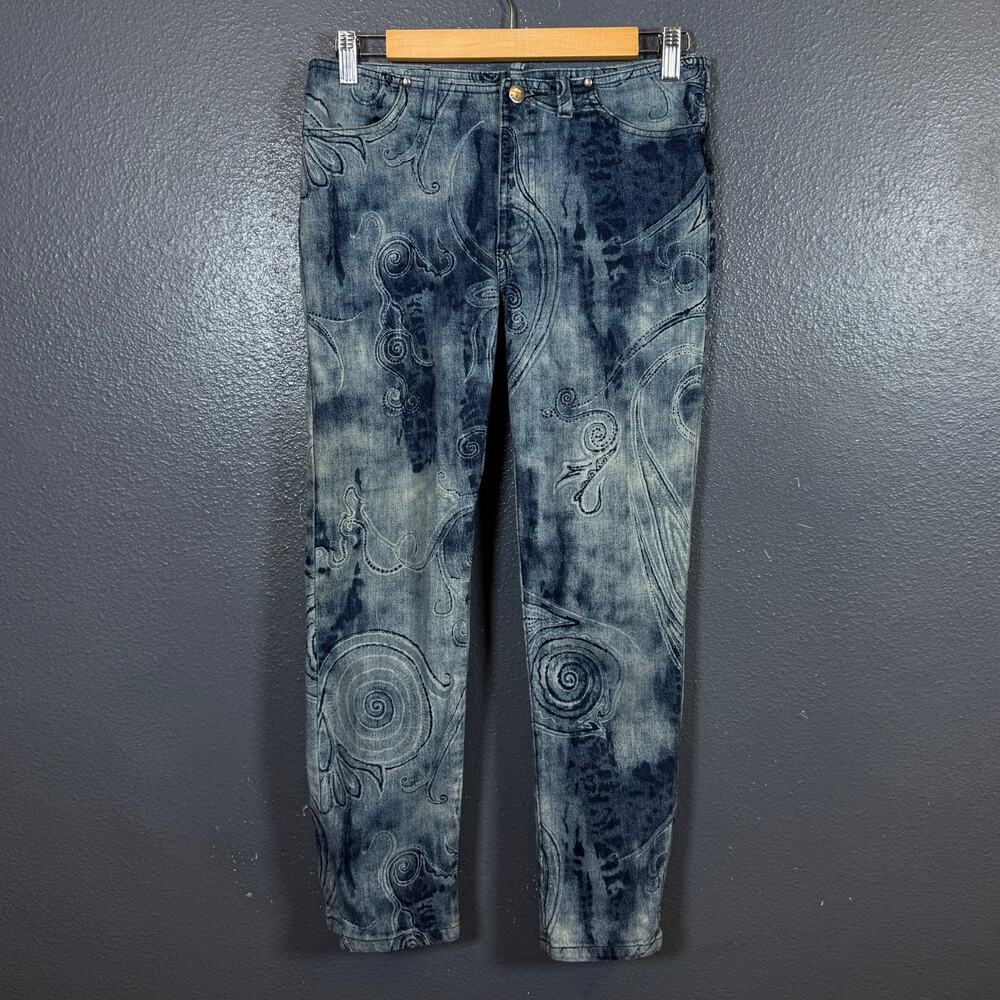 Sergio Valente 30/26 women’s blue denim jeans baroque pattern vintage pants